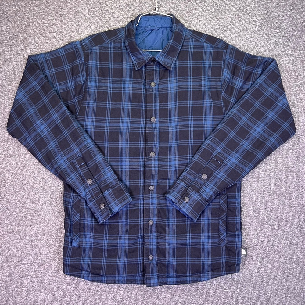 The North Face Reversible Jacket Mens Small Blue Quilted Flannel Casual NF0A332Z